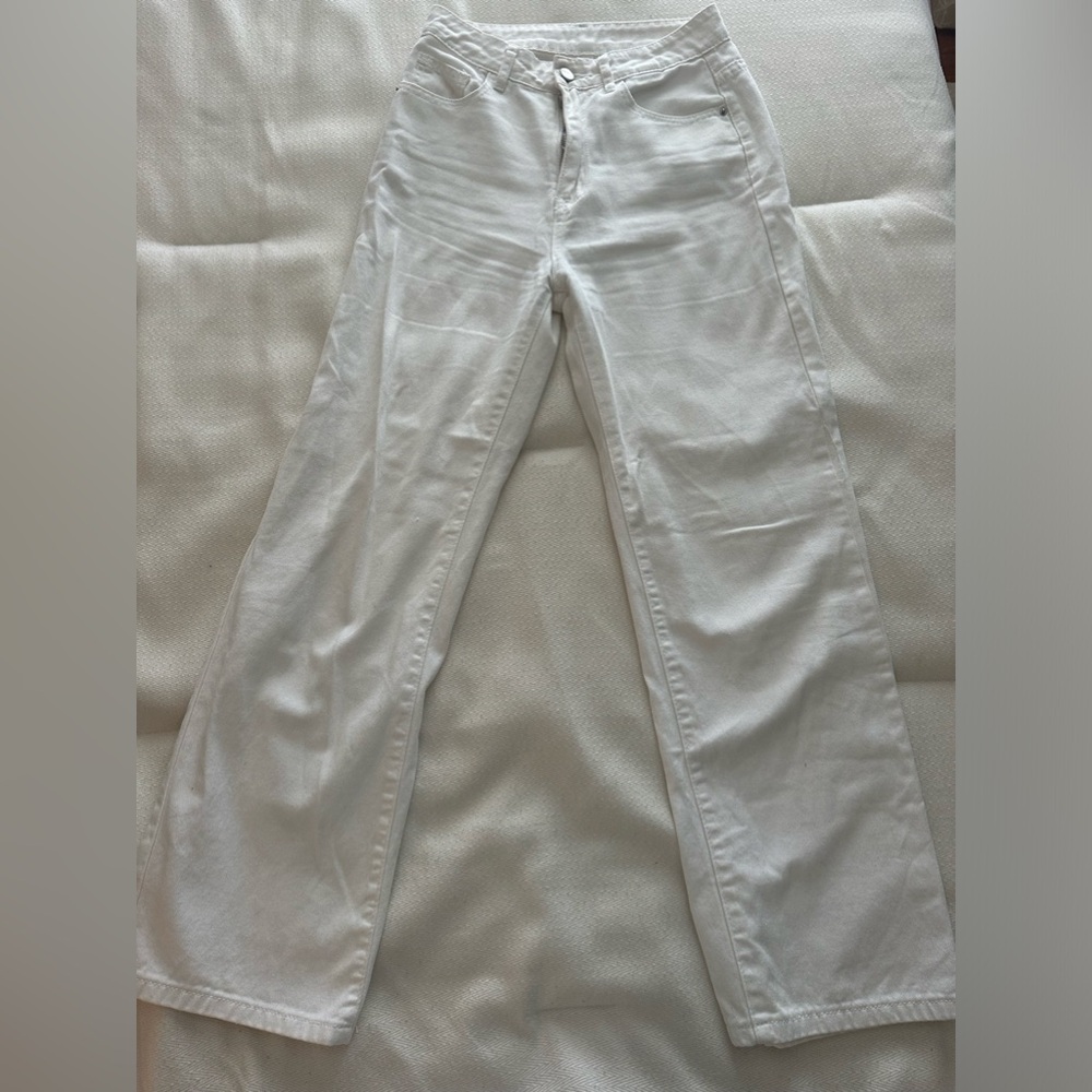White straight leg jeans from shein